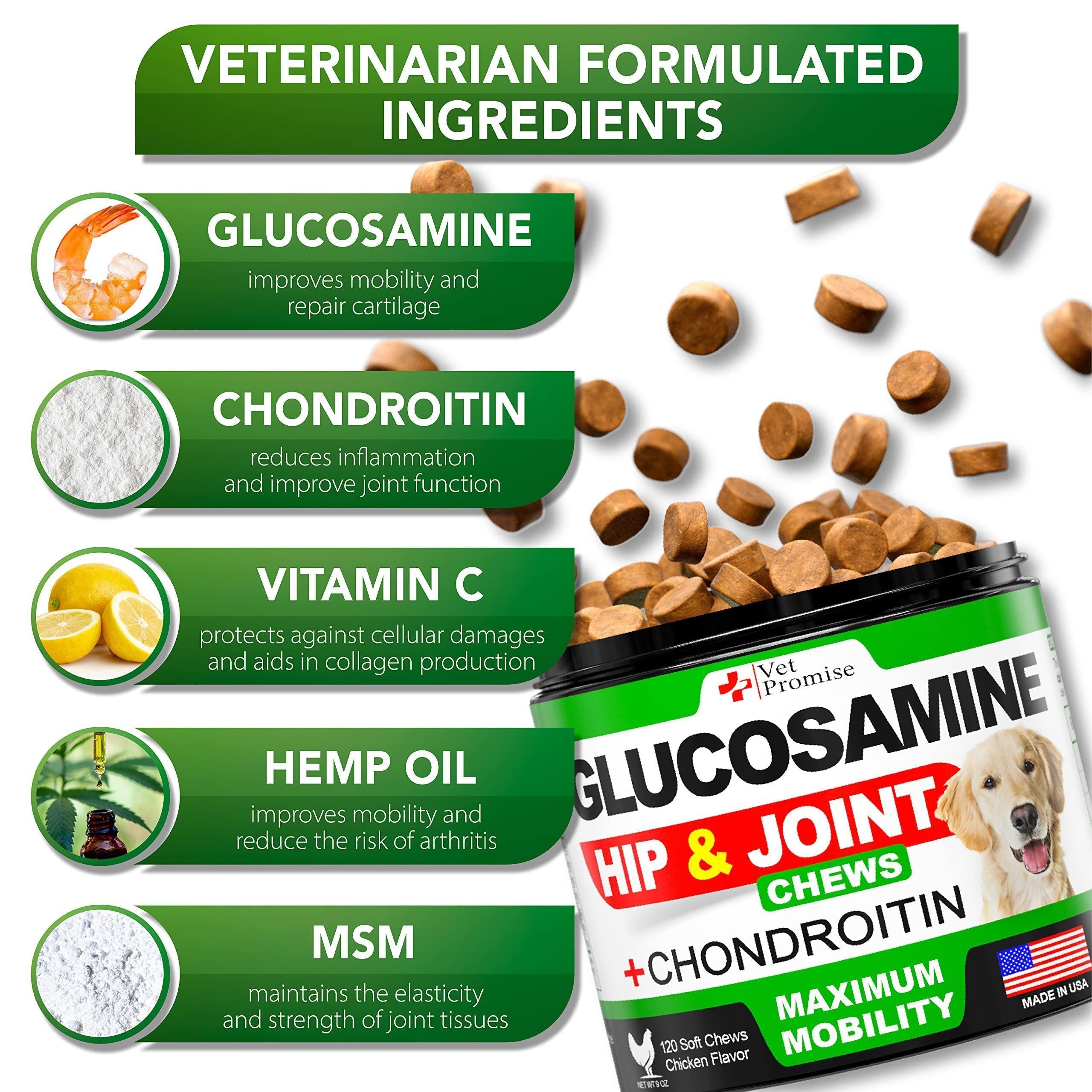 Glucosamine for Dogs Hip and Joint Supplement - 120 Chews